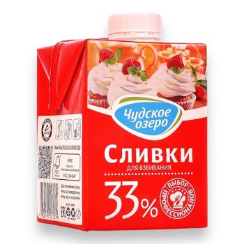 Сливки "Чудское Озеро" для взбивания натуральные 33% 500гр