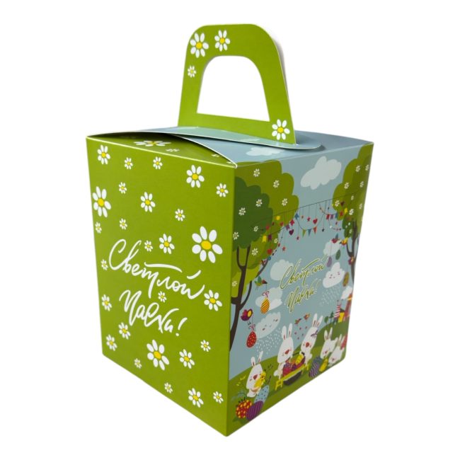 Коробка для кулича с окном Кролики 15*15*18см