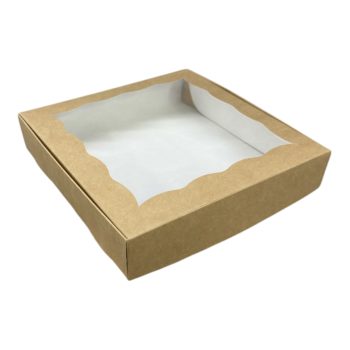 Коробка Крафт с ажурным окном 20*20*4