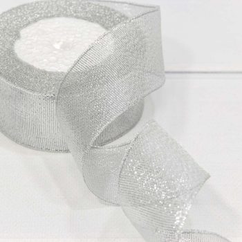 Лента парчевая, 30мм, 22м, цвет серебро