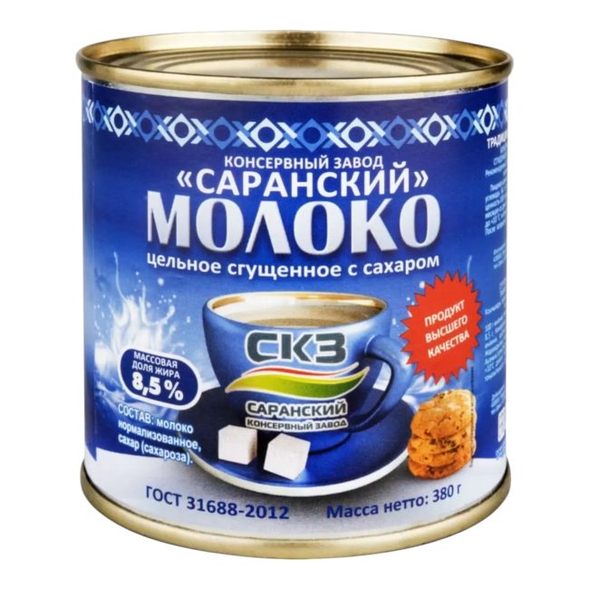 Молоко сгущенное ГОСТ "Саранское" 380гр