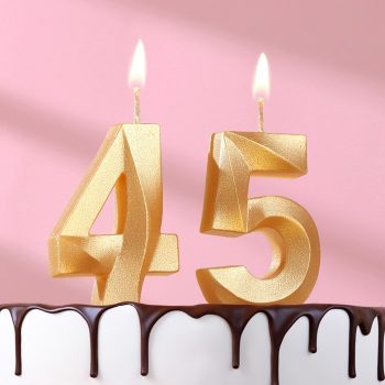 Набор свечей 2 в 1 "Цифра 45 или 54", золото, 7.8 см