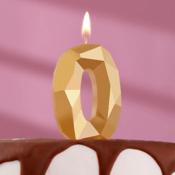 Свеча цифра "0" Алмаз ЗОЛОТО, 7.5см
