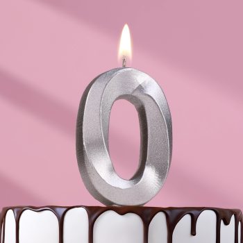 Свеча цифра "0" грань СЕРЕБРО, 7.5см