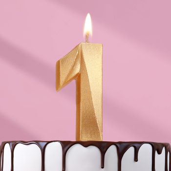 Свеча цифра "1" грань ЗОЛОТО, 7.5см