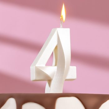 Свеча цифра "4" Грань Жемчуг, 7.5см
