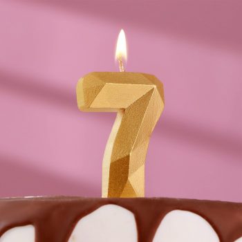 Свеча цифра "7" Алмаз ЗОЛОТО, 7.5см