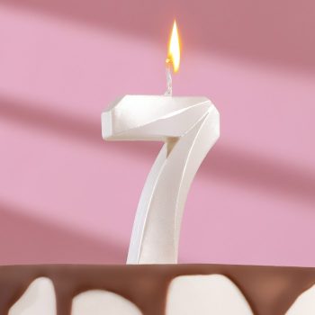 Свеча цифра "7" Грань Жемчуг, 7.5см