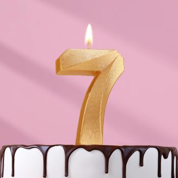 Свеча цифра "7" грань ЗОЛОТО, 7.5см