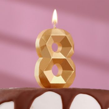 Свеча цифра "8" Алмаз ЗОЛОТО, 7.5см