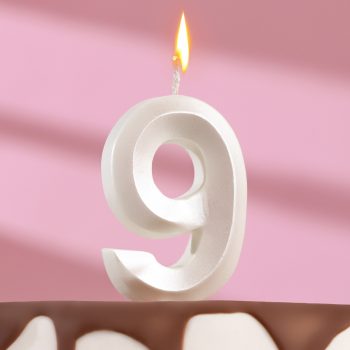 Свеча цифра "9" Грань Жемчуг, 7.5см