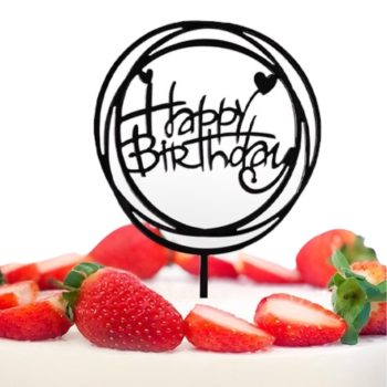 Топпер "HAPPY BIRTHDAY" круг, черный