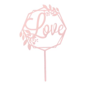 Топпер "Love", цветочный, розовое золото