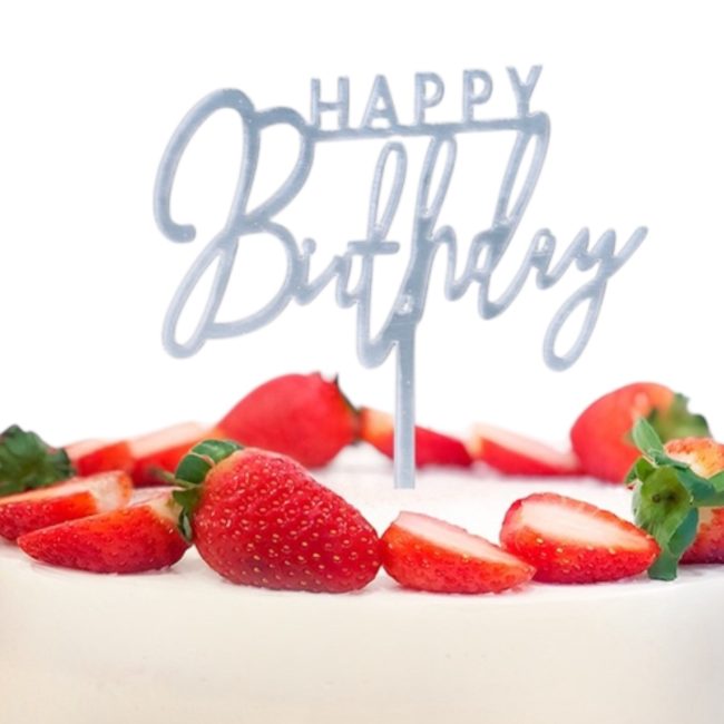 Топпер "HAPPY BIRTHDAY"  серебро